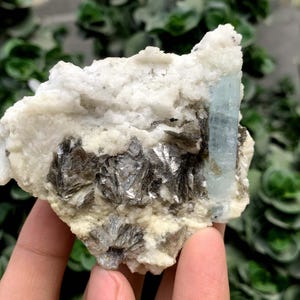 Natural Raw Blue Aquamarine Crystal On Mica From Pakistan - 138 Gram