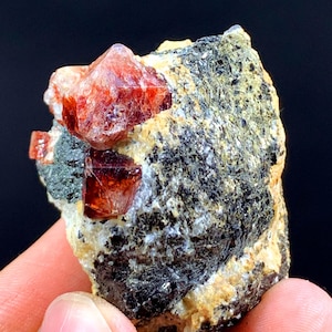 Blood Red Color Zircon Crystal On Matrix From Pakistan - 57 Gram