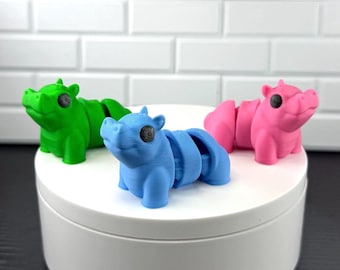 Hippo Fidget Toy – Mini Articulated Flexi Hippo – Cute Desk Buddy – Sensory Stress Relief Fidget – Unique Animal Gift for Kids & Adults