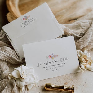 Spring Floral Invitation Guest Envelope Addressing, Wedding Suite, Bloom Flowers Wedding Template, Printable Instant Download 017