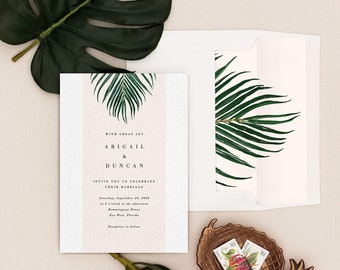 Minimalist Tropical Wedding Invitation | Mod Wedding Invitation | Palm Leaf Wedding Invitation | Sample Set