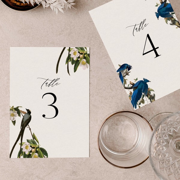 Love Bird Wedding Reception Table Numbers, Vintage Table Numbers Wedding Table, Template 5x7, Instant Download, Corjl Printable 018