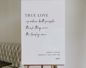 True Love Ceremony Wedding Sign, Wedding Quote Sign, DIY Editable Printable Template, Customize Wording, Instant Download, Corjl 013