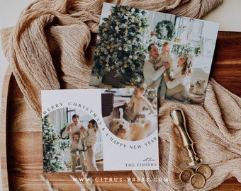 Happy Holiday Photo Card Christmas Greeting Card Holidays Family Photo Card Merry Christmas Card Self Editable Template, Printable Corjl 016