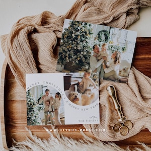Happy Holiday Photo Card Christmas wenskaart vakantie familie foto kaart Merry Christmas Card zelf bewerkbare sjabloon, afdrukbare Corjl 016
