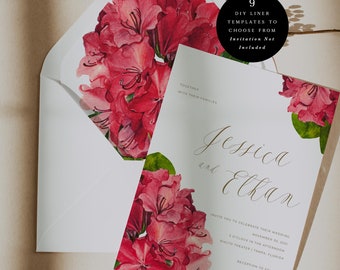 Tropical Wedding Bougainvillea Envelope Liners, DIY Printable Wedding Add On, Instant Download 01