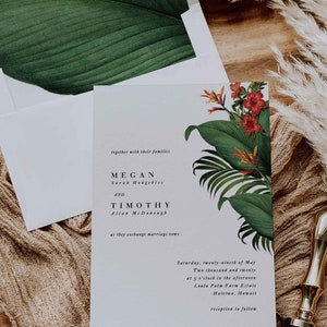 Modern Minimal Tropical Wedding Invitation | Beach Destination Invitation | Minimal Palm Leaf Invitation | Sample Set