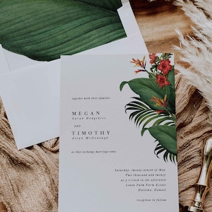 Modern Minimal Tropical Wedding Invitation | Beach Destination Invitation | Minimal Palm Leaf Invitation | Sample Set