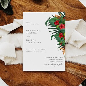 Tropical Wedding Invitation, Editable Template, Modern Botanical, Printable Wedding DIY Instant Download, Corjl 06