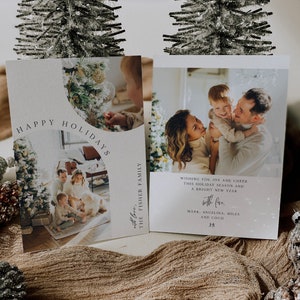 Minimalist Holiday Photo Card, Arch Christmas Happy Holidays Photo, Merry Christmas, DIY Self Editable Template, Printable Corjl 016