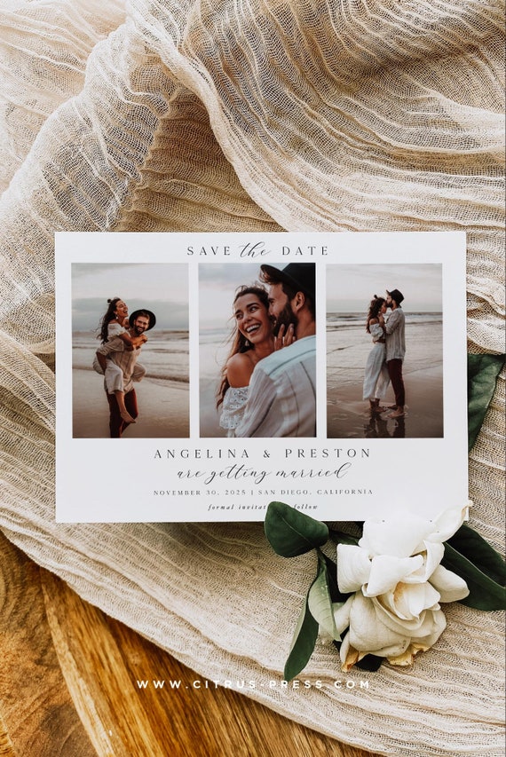 Modern Photo Save the Date, Picture Save the Date, Engagement Photo, Modern Minimal Color, DIY Self Editable Template, Printable Corjl