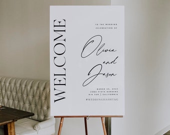 Modern Wedding Sign, Bridal Shower Sign, Welcome  Sign, 18x24 | DIY Editable Printable Template, Edit all text, Instant Download, Corjl 013