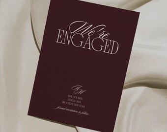 Burgundy Old Money Wedding Save the Date Template, Editable Formal Wedding Announcement, Luxury Wedding Aesthetic, Corjl Download 031