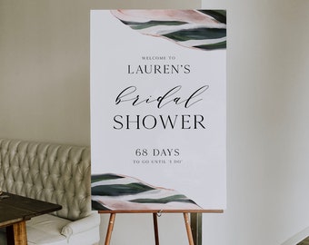 Tropical Leaf Welcome Wedding Bridal Shower Sign 24x36 | DIY Editable Printable Template | Instant Download | Corjl 011