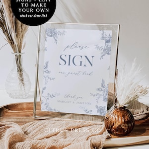 Dusty Blue Blumenhochzeitstag der Beschilderung Vorlage Bundle, Hochzeitsfeier Schilder, Bar Schild, Benutzerdefiniertes Schild, Bearbeitbar, Vorlage, Corjl 020