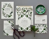 Greenery Wedding Invitation | Woodland |  Green leaves | Outdoor Wedding | Garden wedding | Modern Greenery Wedding Invitation