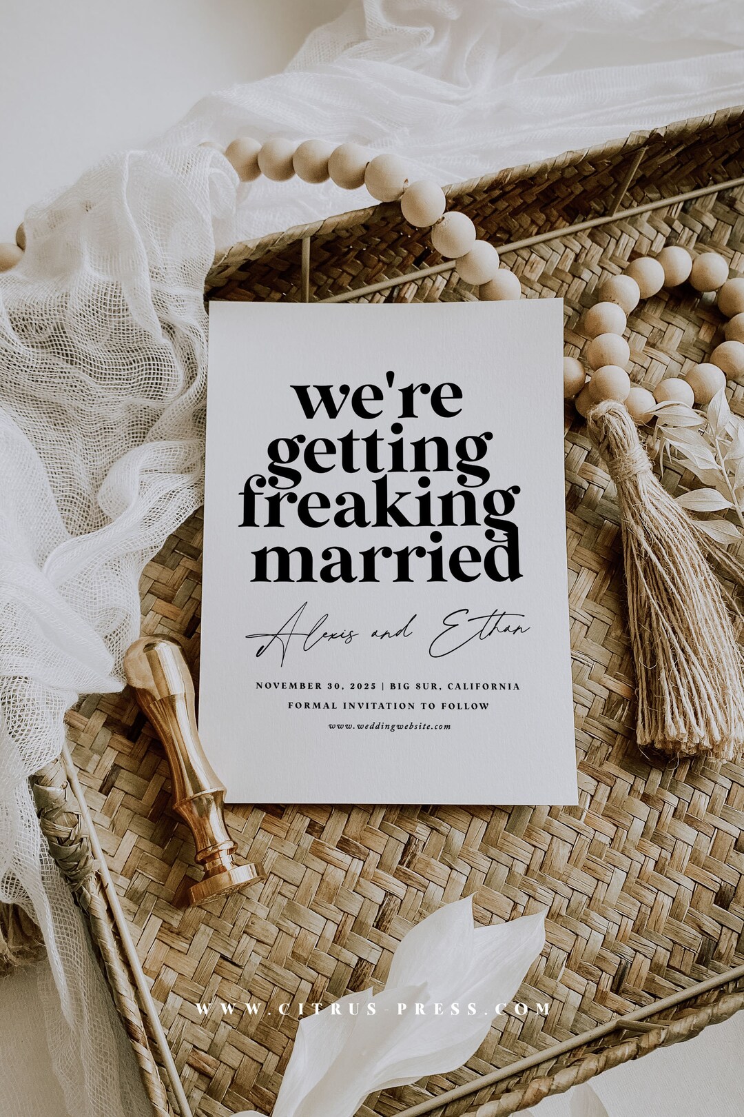 We're Freaking Getting Married Save the Date Card, Modern Minimalist