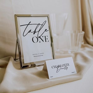 Minimale Tischnummer und Tischkarten Hochzeitsempfang, bearbeitbare Tischnummern Vorlage 5x7, Sofortiger Download, Corjl Printable 013