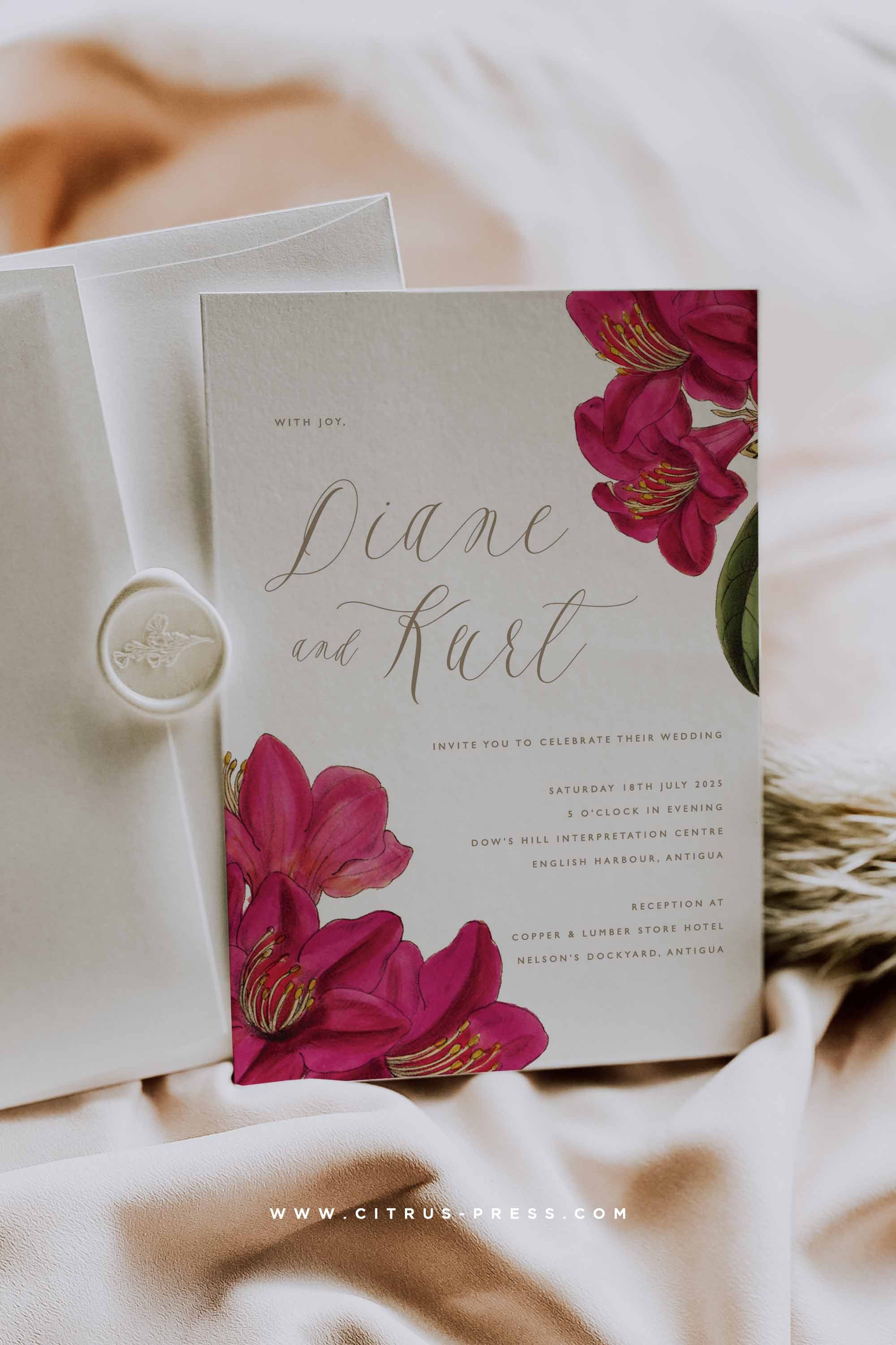 Invitacion De Boda Tropical Flor De Buganvilla Invitacion Etsy Espana