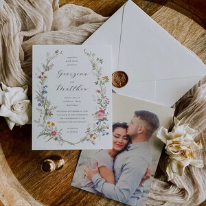 Wildflower Wedding Invitation Template Floral Printable Invitation Suite Pastel Wildflower Floral Wedding Invitation Set 012 image 7