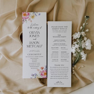 Floral Wedding Ceremony Program Unique Flower Program Day of Paper Goods Template Printable Wedding Invitation 017