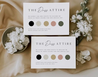 Minimal Wedding Attire Color Card Template, Modern Wedding Invitation, DIY Self Editable Template, Printable Corjl 013 015