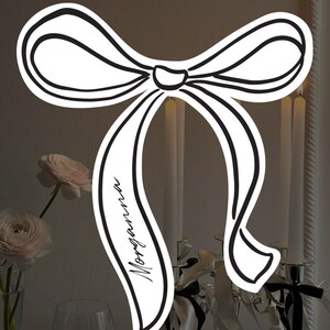 Ribbon Bow Name Card Place Setting Wedding Template | DIY Editable Bow Place Card Wedding Reception | Coquette Ribbon Name Card Cut Out 015 image 6