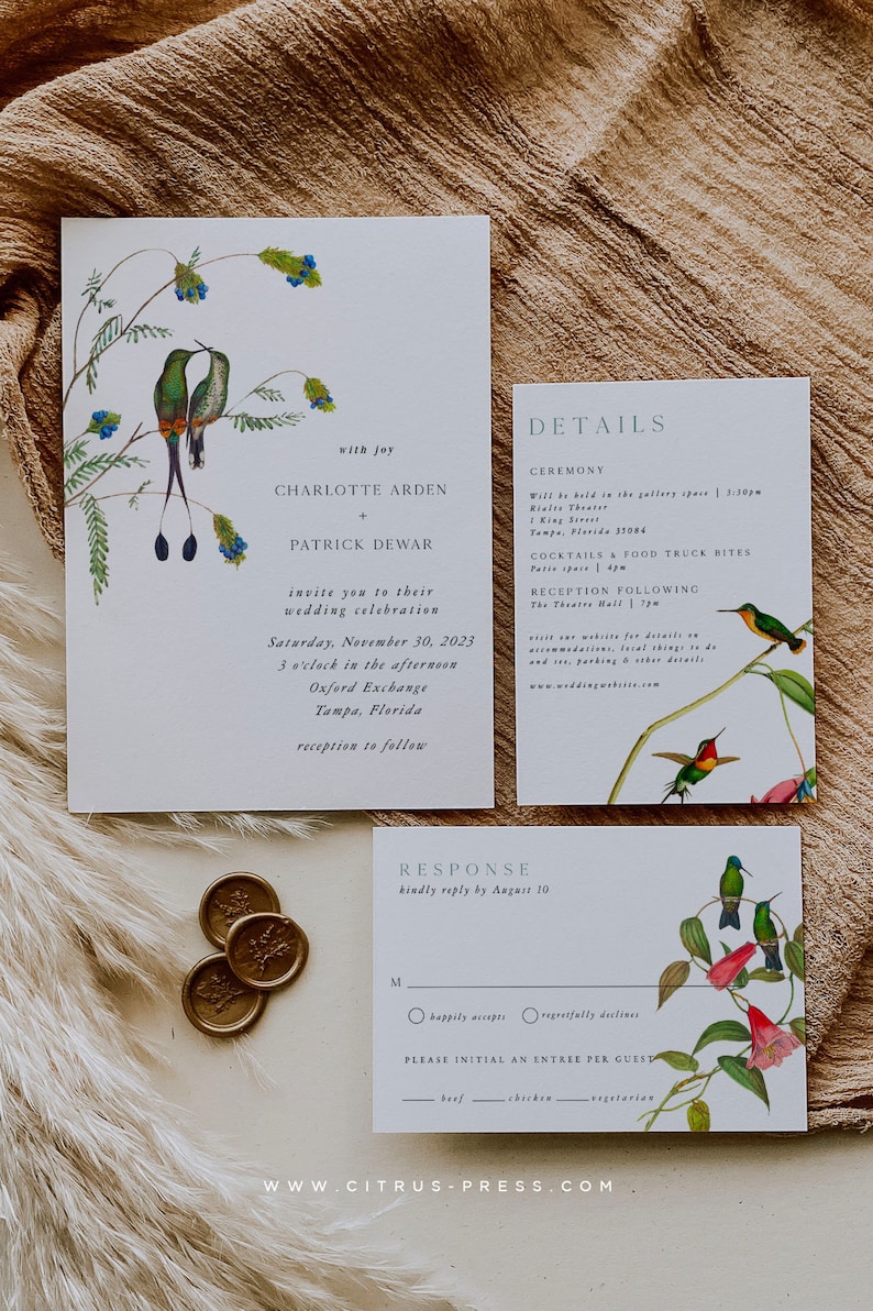 Conjunto de convites para casamento Love Bird, modelo editável, Boho, cor neutra, casamento para impressão DIY Download instantâneo Corjl 018 imagem 3