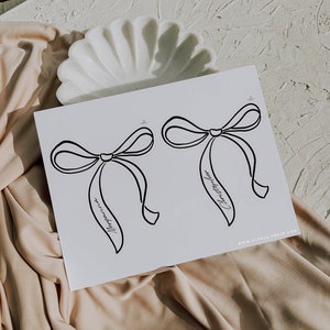 Fiocco di nastro segnaposto segnaposto modello di matrimonio / fai da te modificabile fiocco segnaposto ricevimento di nozze / coquette nastro segnaposto ritagliato 015