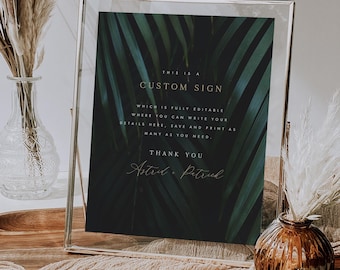 Tropical Wedding Sign Reception, 8x10 Custom Signage Template, Destination Wedding, Instant Download, Corjl Printable 001