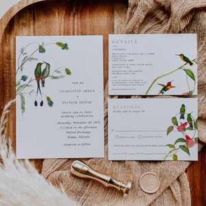 Conjunto de convites para casamento Love Bird, modelo editável, Boho, cor neutra, casamento para impressão DIY Download instantâneo Corjl 018 imagem 8