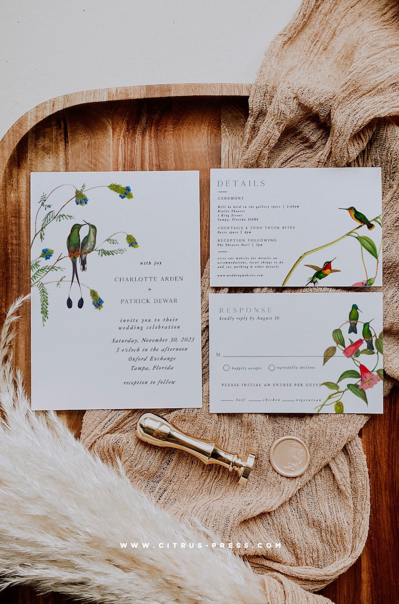 Conjunto de convites para casamento Love Bird, modelo editável, Boho, cor neutra, casamento para impressão DIY Download instantâneo Corjl 018 imagem 8