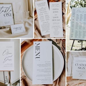 Minimalist Wedding Bundle, Day Of Wedding Templates, Script Invitation Suite, 100% Editable, Instant Download, Printable CORJL - BUNDLE  013