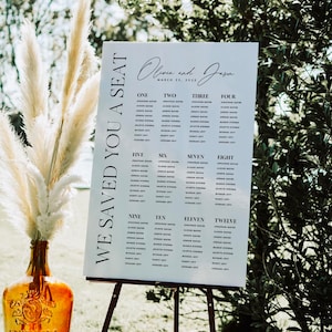 Minimal Wedding Seating Chart, Seating Plan, Reception, 24x36 | DIY Editable Printable Template, Edit all text, Instant Download, Corjl 013