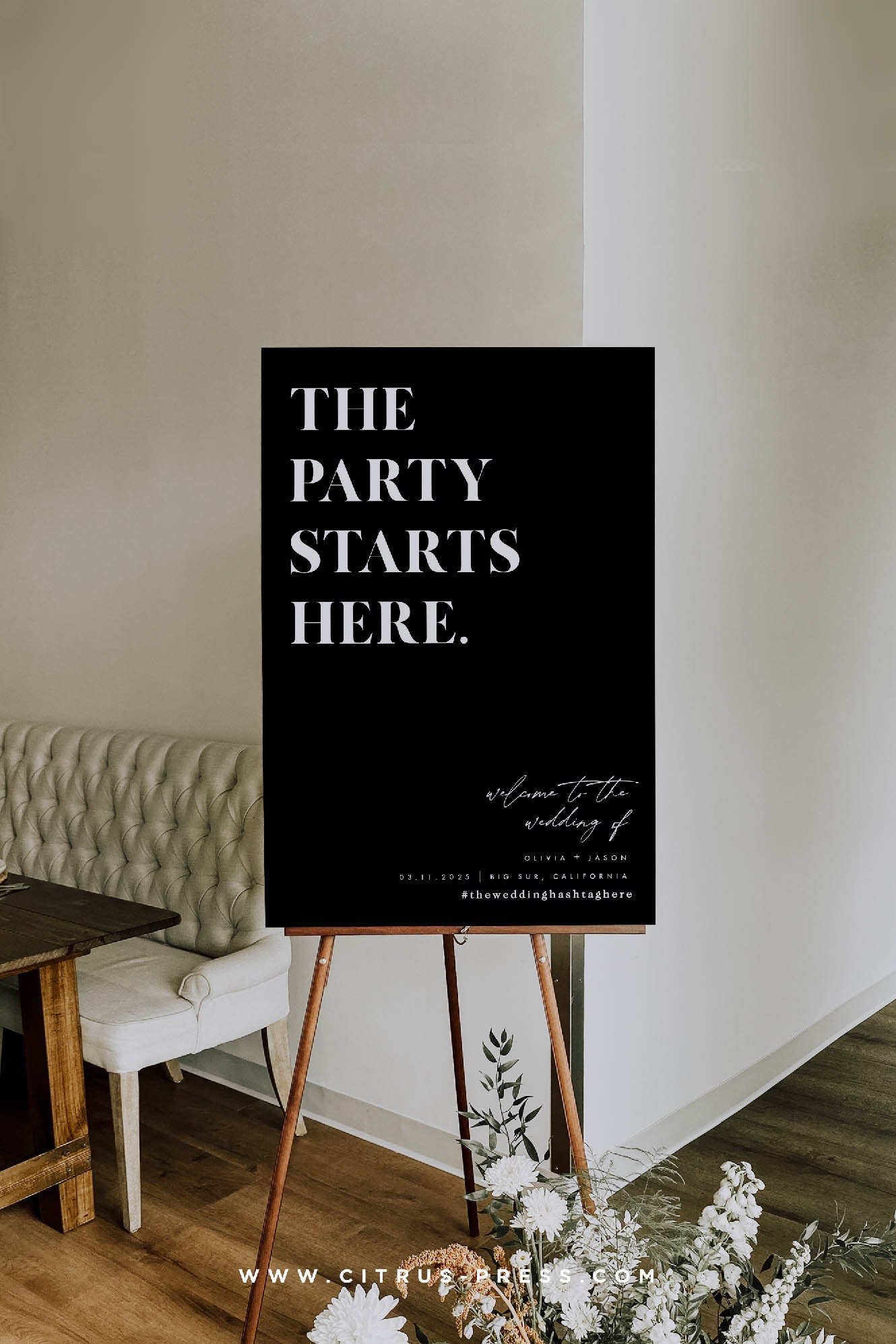 Modern Fun Welcome Wedding Sign, Wedding Reception Sign, DIY Editable Printable Template, Customize Wording, Instant Download, Corjl 013