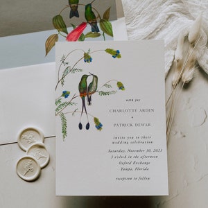 Conjunto de convites para casamento Love Bird, modelo editável, Boho, cor neutra, casamento para impressão DIY Download instantâneo Corjl 018 imagem 2