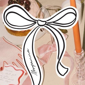 Ribbon Bow Name Card Place Setting Wedding Template | DIY Editable Bow Place Card Wedding Reception | Coquette Ribbon Name Card Cut Out 015 image 10