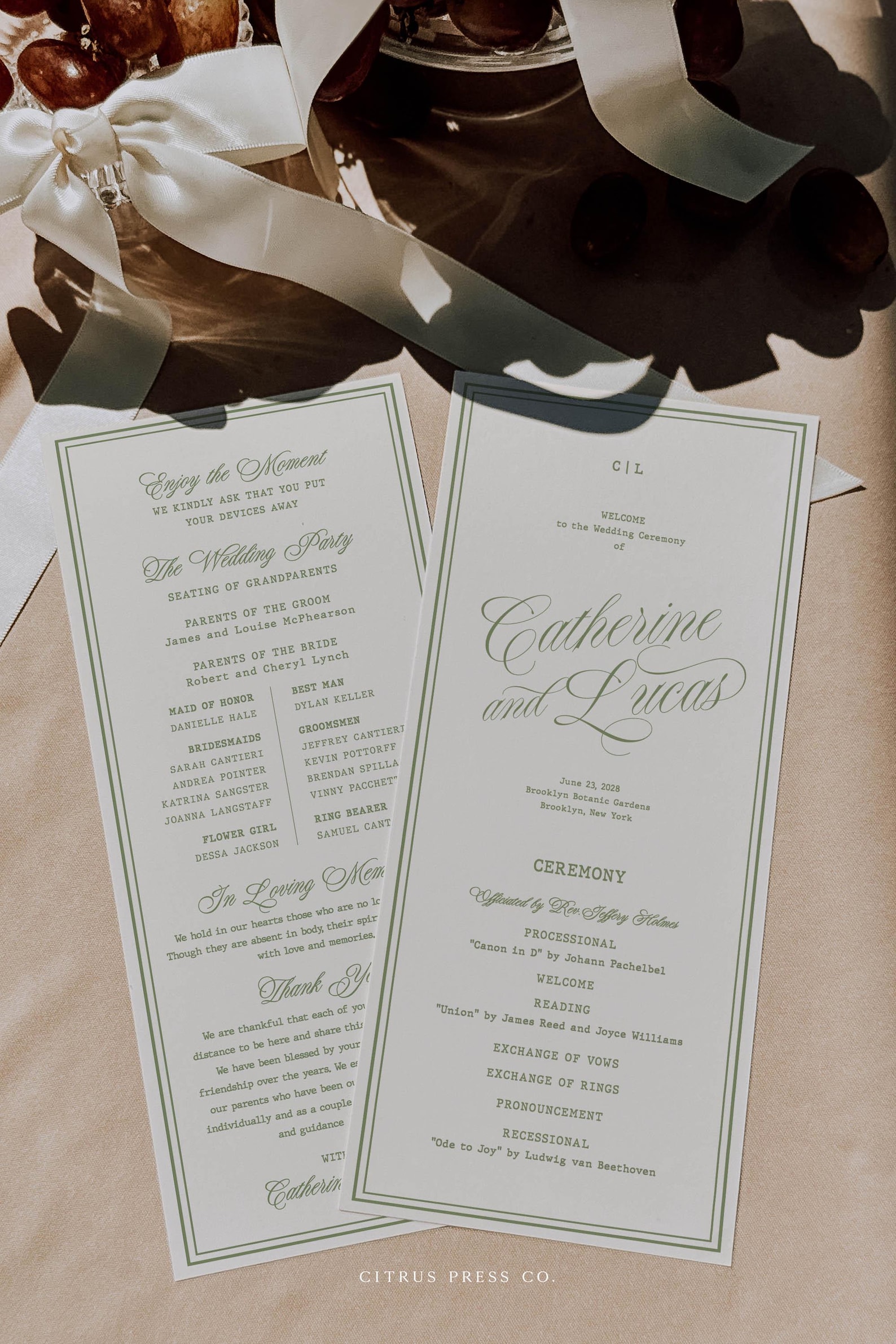 Retro Wedding Program Template, Modern Vintage Ceremony Program ...