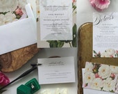 KATEY SUITE // Botanical Wedding Invitation, Rustic, Blush, Roses, Classic, Vintage, Garden Wedding, Spring Wedding,  Wedding, Flowers