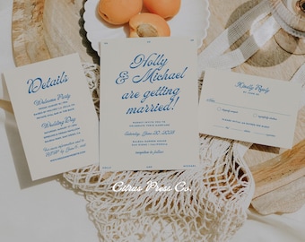 RETRO Wedding Invitation Suite | Hand Written Invite | Save the Date | Trendy Wedding Invitation | Printable Template 025