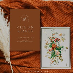 Rust Boho Invitation | Modern Minimal Wedding Invitation | Minimal ...
