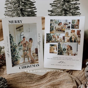 Minimalist Holiday Photo Card, Christmas Happy Holidays Photo, Merry Christmas, DIY Self Editable Template, Printable Corjl 016