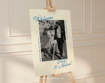 RETRO Wedding Welcome Sign | Hand Written Welcome Signage | Engagement Party Sign | Fun Party Welcome Sign | Engagement Sign Template 025