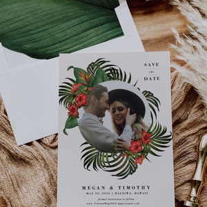 Modern Minimal Tropical Wedding Invitation Beach Destination Invitation Minimal Palm Leaf Invitation Sample Set image 9