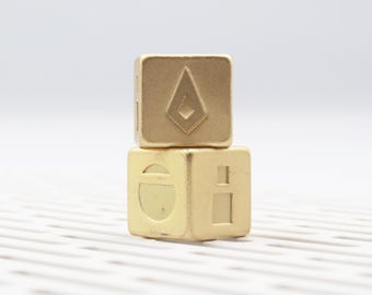 x2 Sabacc Dice - Metal Gold & Silver // Sabacc Game Piece // Star Wars Collector Item