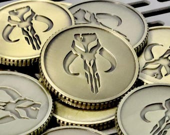 Mandalorianische Münze // Metall Kessel Sabacc Spiel Token