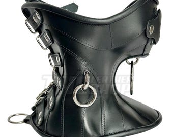 Genuine Leather Neck Corset Collar – Gothic Steampunk Posture Choker – Handmade Statement Fashion – Custom Fit Neck Corset Accessory