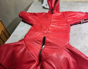 Sheep Leather Full Body Leather Lined Suit Handmade Puppy Play Cosplay Costume Outfit Custom Made to Order