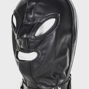 Handmade Leather Lucha Style Mask, Custom Fit Head Hood, Artisan Costume Gear with Collar Accessory