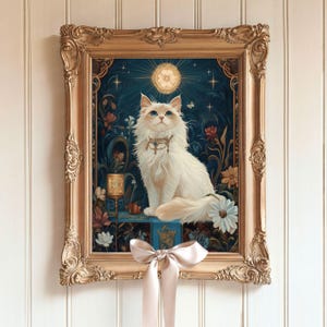 Impresión de la carta del tarot "Gato Ragdoll" de Flame Point: arte de pared mágico de Ragdoll rojo, decoración del hogar estilo bohemio cottagecore, regalo personalizado para mamá de Ragdoll rojo